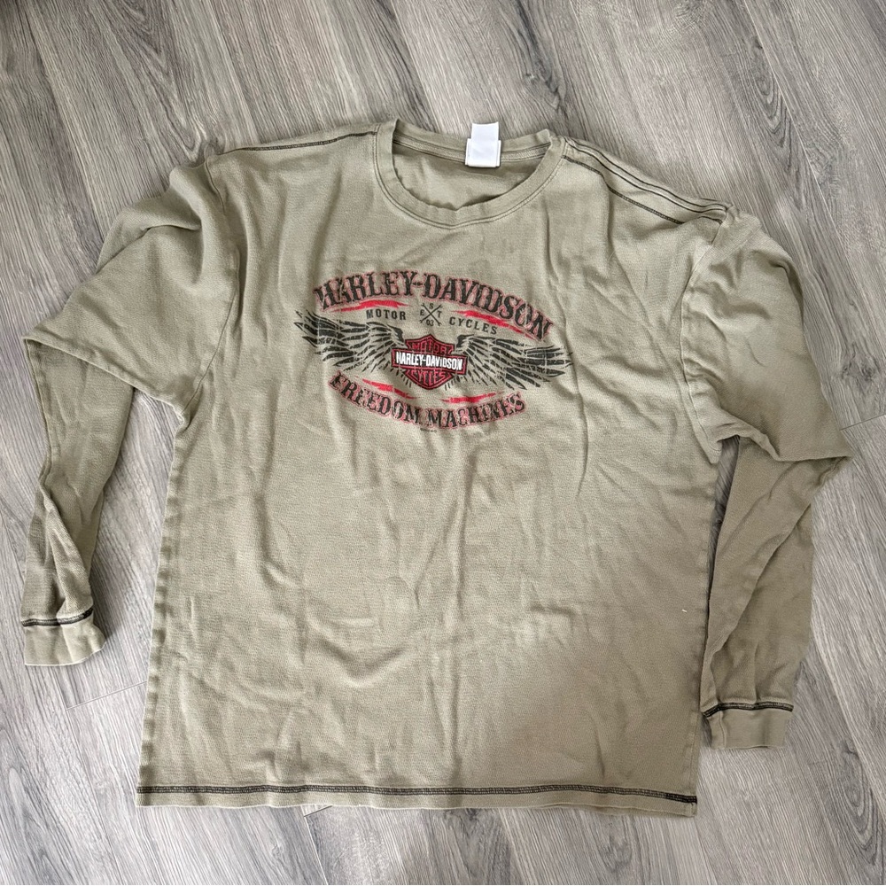 Harley-Davidson Men's Khaki Long Sleeve Tee